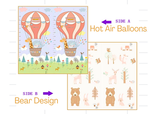 Extra Large Reversible Baby Play Mat - Hot Air Balloon & Bears Design